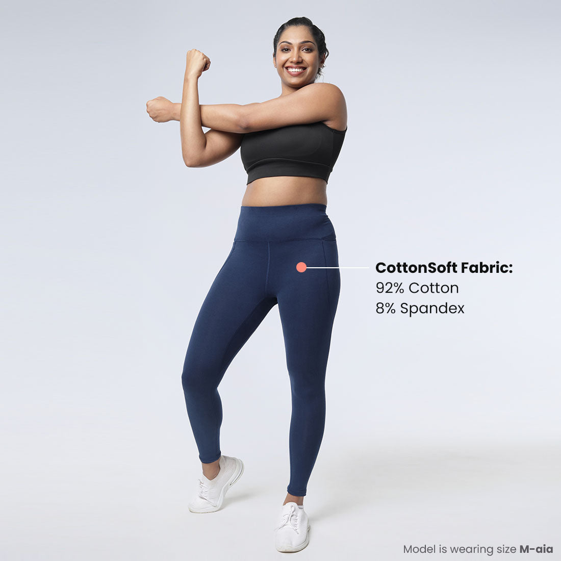 High Waisted Ankle Length Cotton Leggings with Pockets for Women