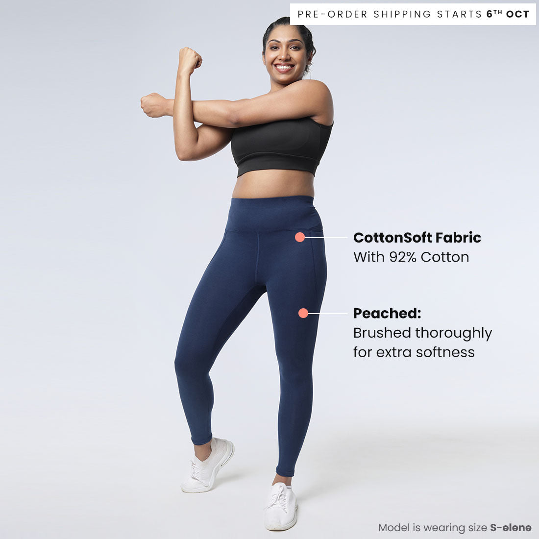 High Waisted Ankle Length Cotton Leggings with Pockets for Women