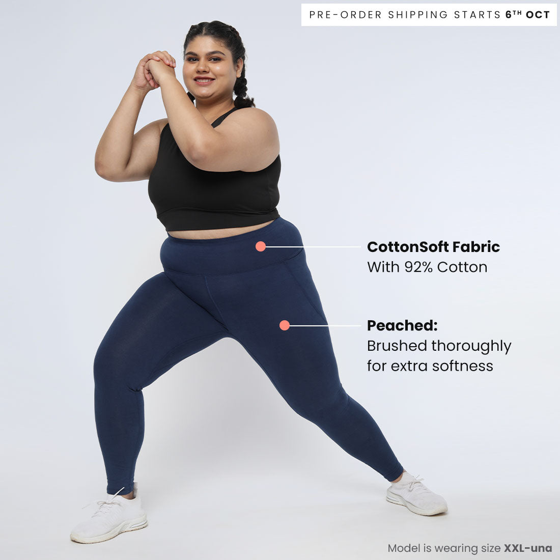 High Waisted Ankle Length Cotton Leggings with Pockets for Women