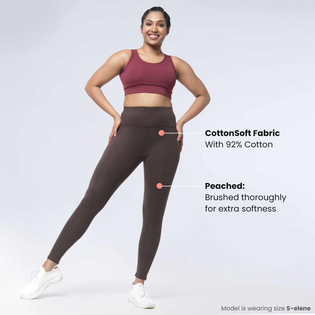 High Waisted Ankle Length Cotton Leggings with Pockets for Women