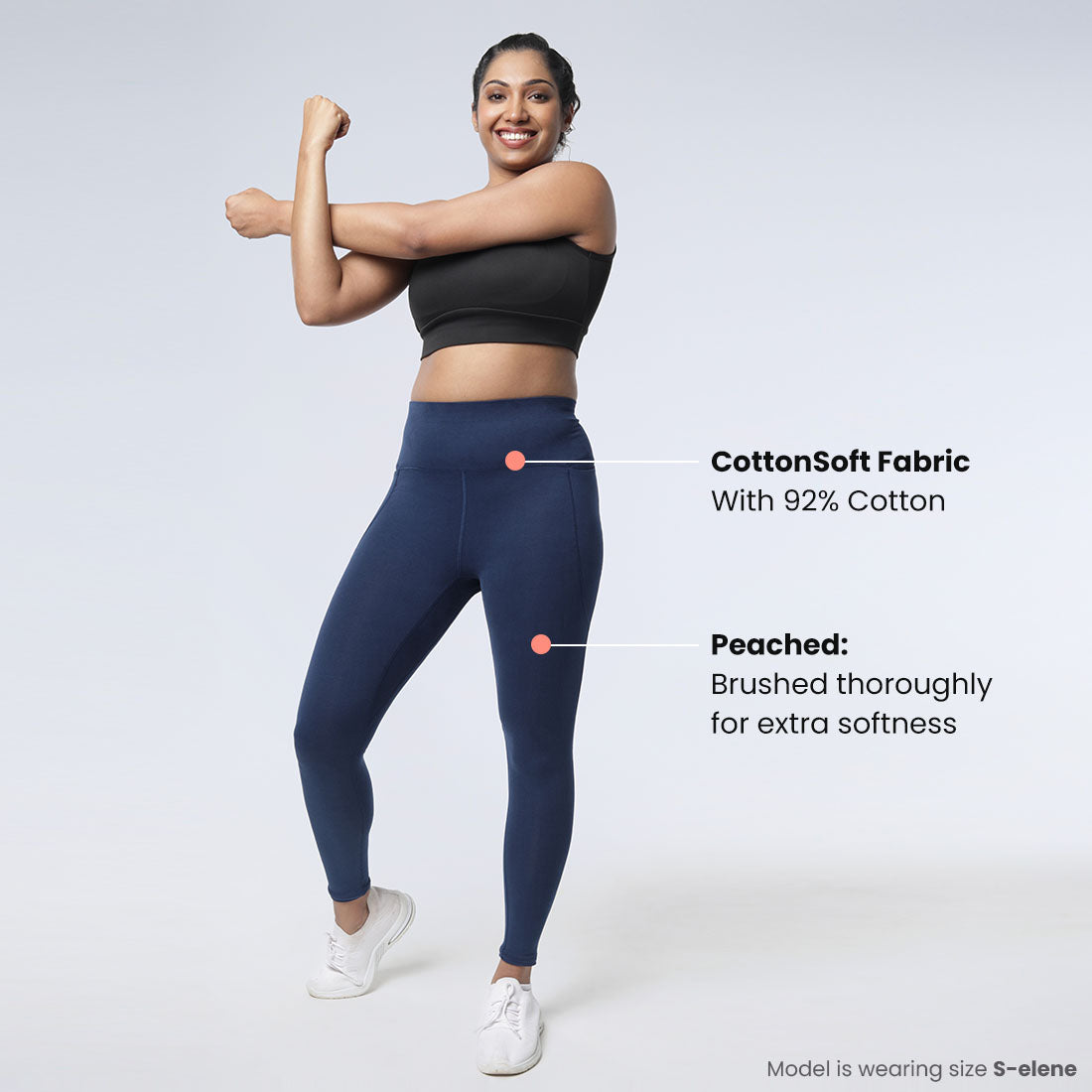 High Waisted Ankle Length Cotton Leggings with Pockets for Women