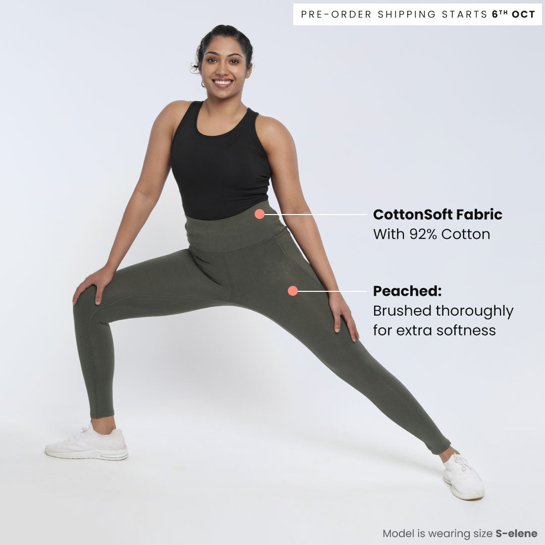 High Waisted Ankle Length Cotton Leggings with Pockets for Women