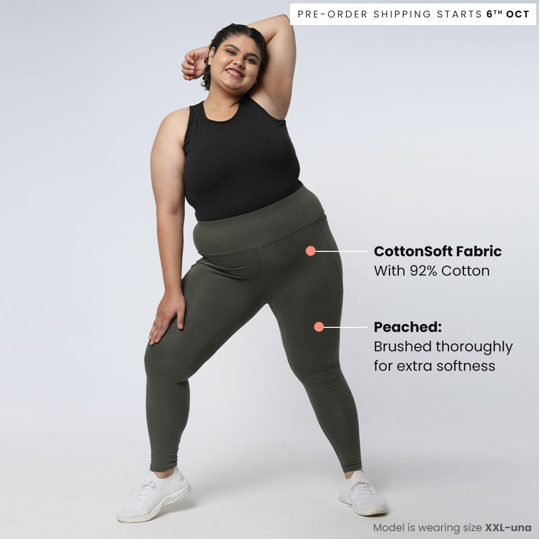 High Waisted Ankle Length Cotton Leggings with Pockets for Women