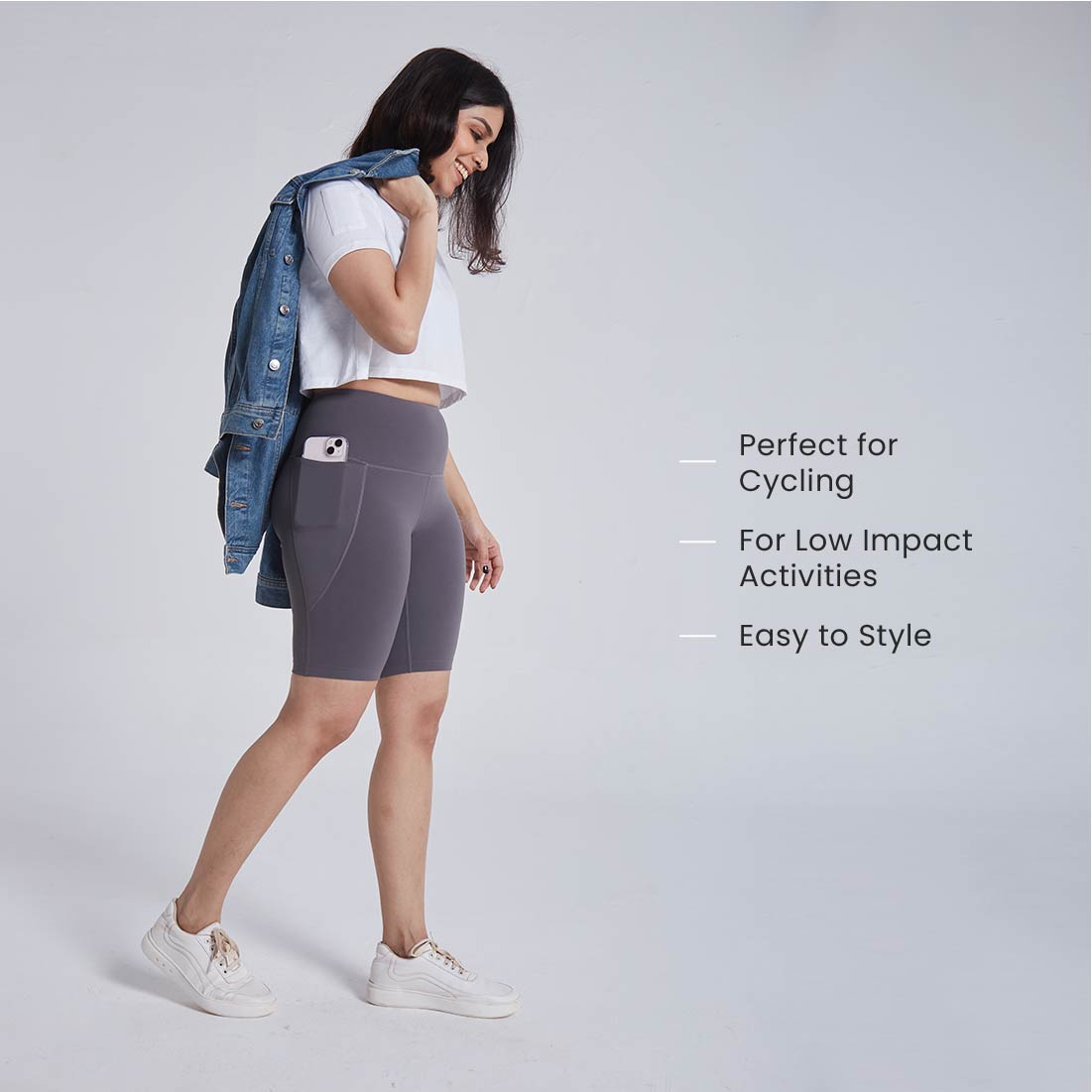 High Waisted Cycling Shorts with Pockets for Women