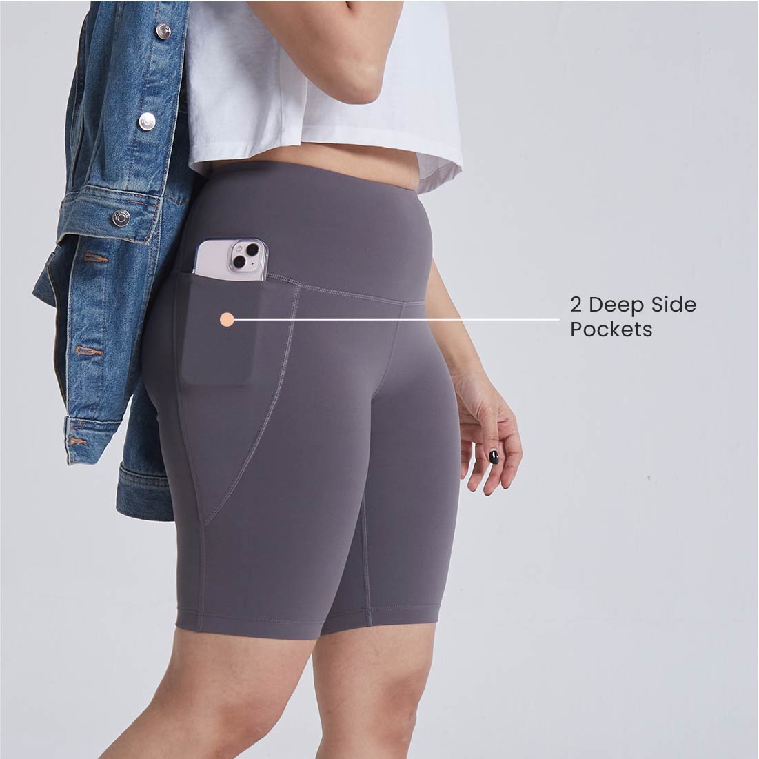 High Waisted Cycling Shorts with Pockets for Women