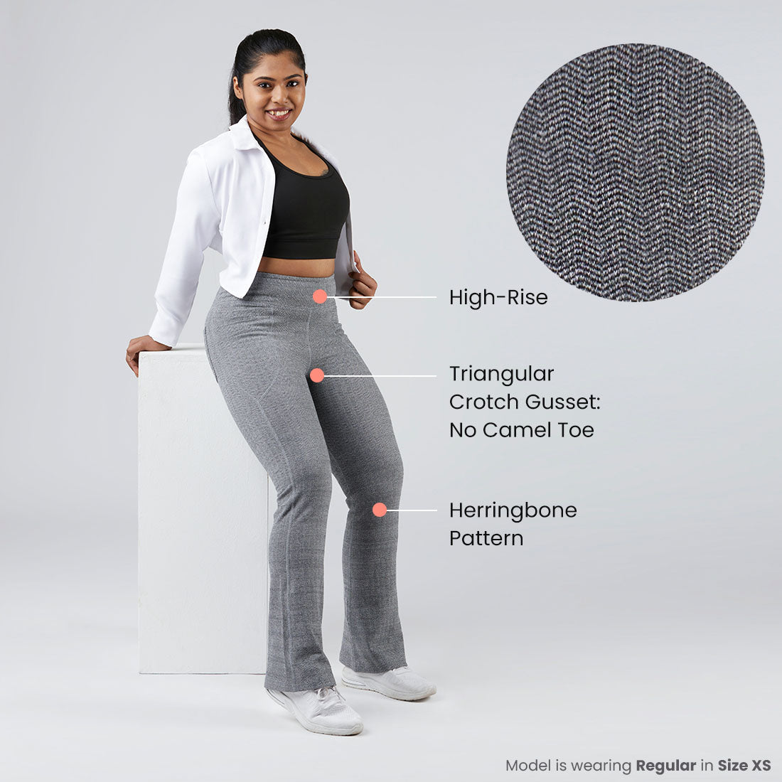 High Waisted Cotton Flare Pants with Pockets for Women