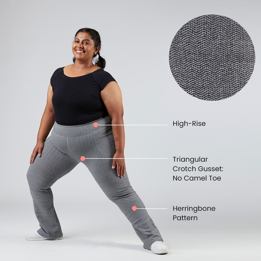 High Waisted Cotton Flare Pants with Pockets for Women