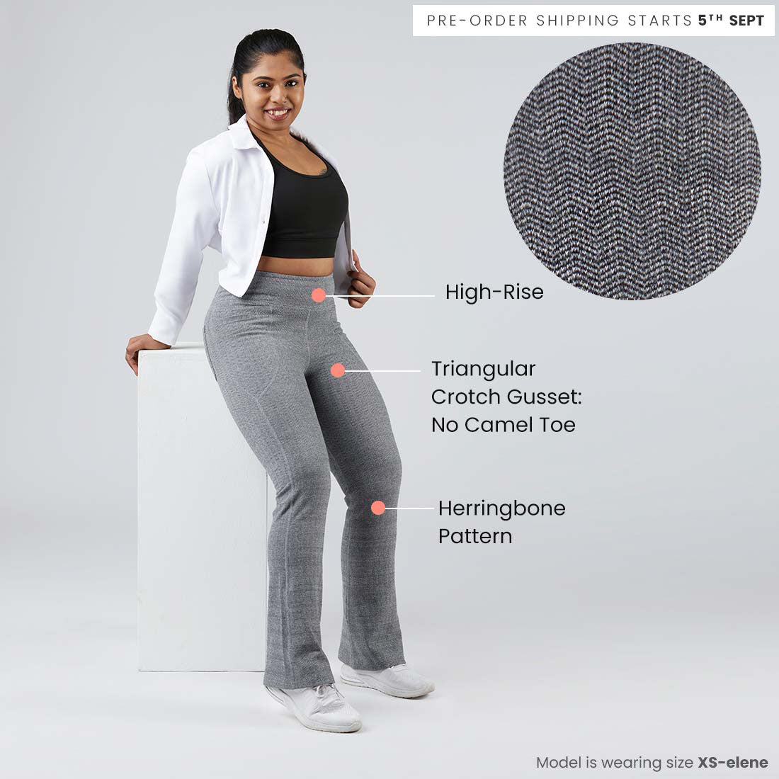 High Waisted Cotton Flare Pants with Pockets for Women